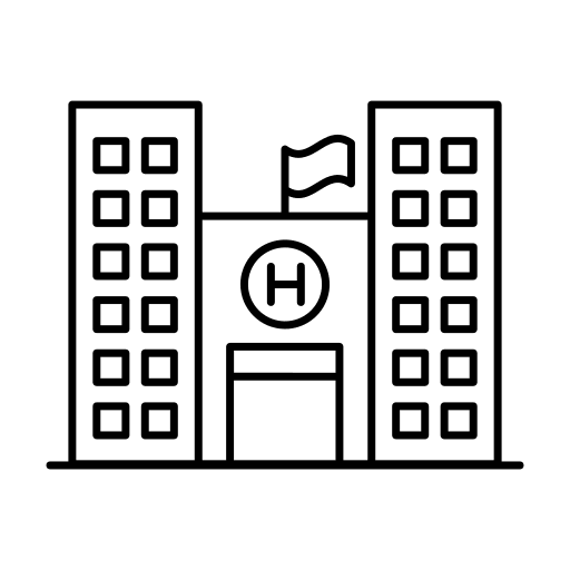 Hospital clinic architecture and city healthcare and medical icon