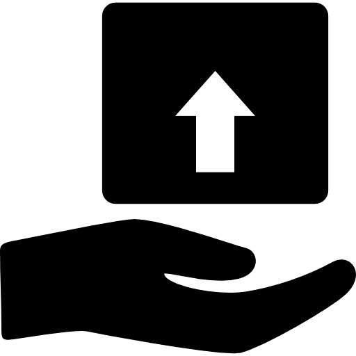 Box hand gesture package up arrow icon