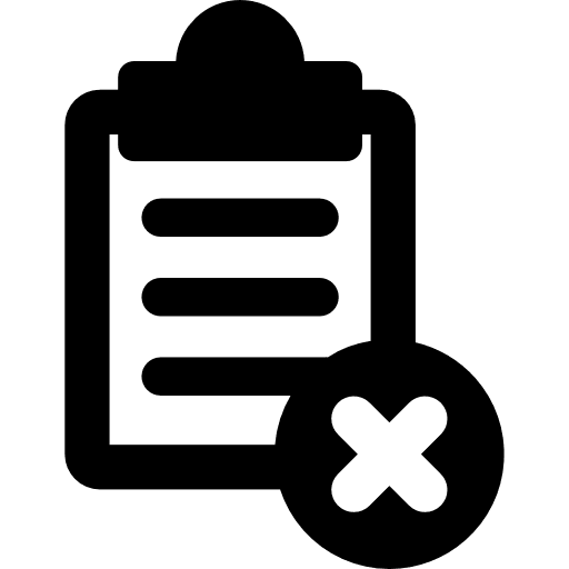 Checked notepad text lines crossed icon