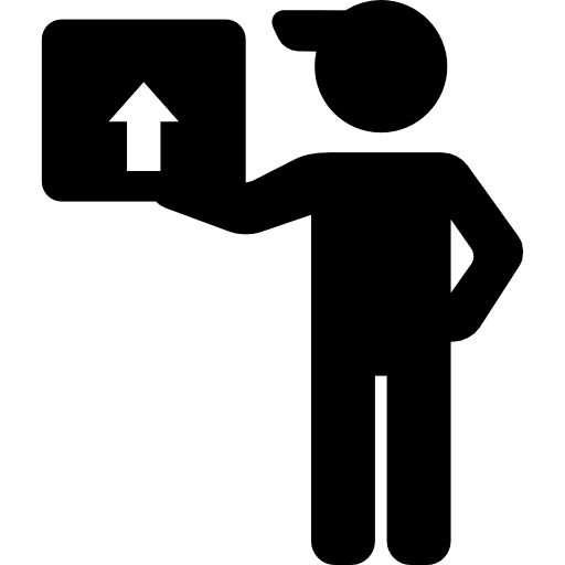Delivery man box up arrow people icon