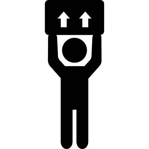 Delivery man up arrow people box icon