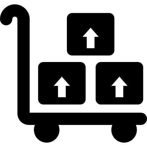 Trolley up arrow package boxes icon