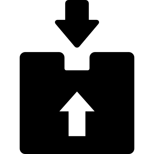 Delivery package shipping down arrow icon
