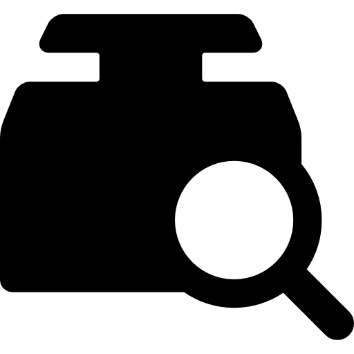 Box storage package magnifying glass icon