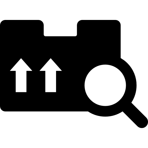 Box package delivery magnifying glass icon