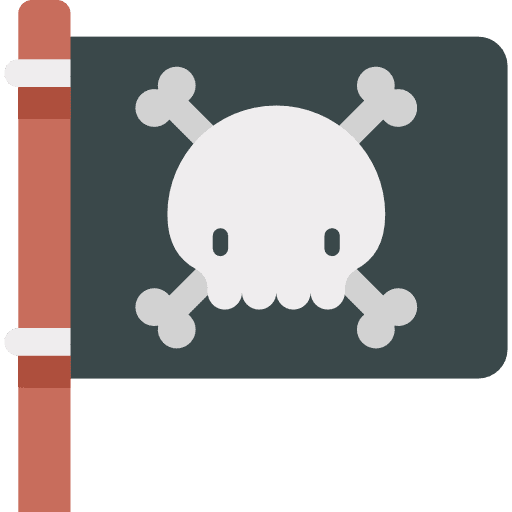 Jolly roger piracy flag skull icon