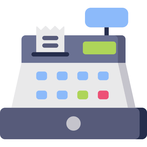 Cash register ticket shopping store commerce icon