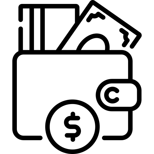 Wallet payment method holder debit card icon