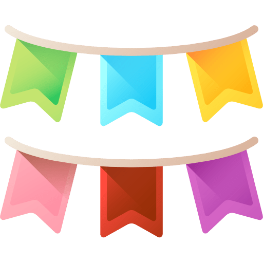 Flags decoration celebration birthday and party icon