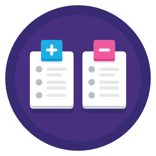 Pros and cons suggestion files and folders evaluation icon