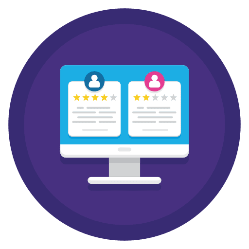 Testimonials rating reviews message icon