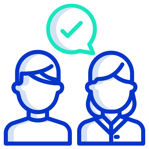 Conversation application speech bubble check icon