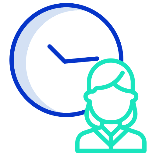 User clock woman people icon