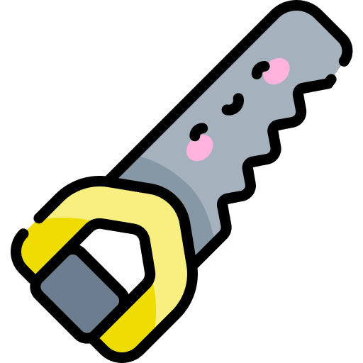 Handsaw cutting big construction and tools icon