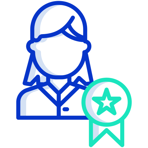 Woman certified people profile icon