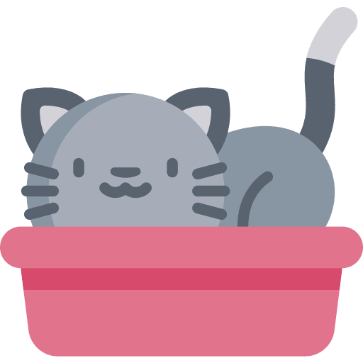 Cat box tools and utensils pet cat box icon