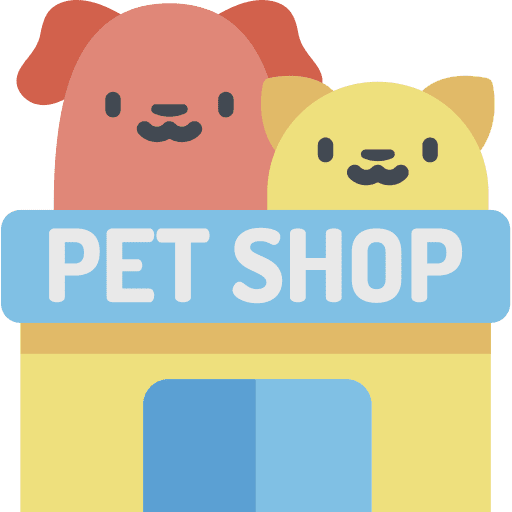 Pet shop pets urban buildings icon