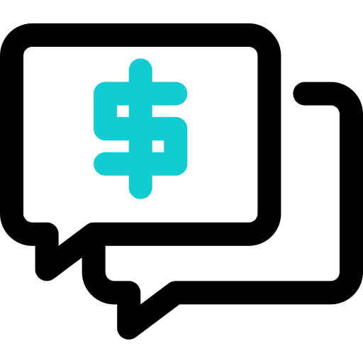 Chat chat dollar communications icon