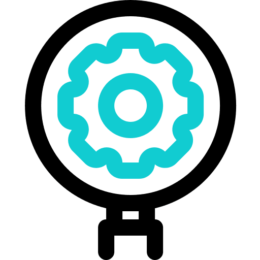 Settings settings seo and web magnifying glass icon