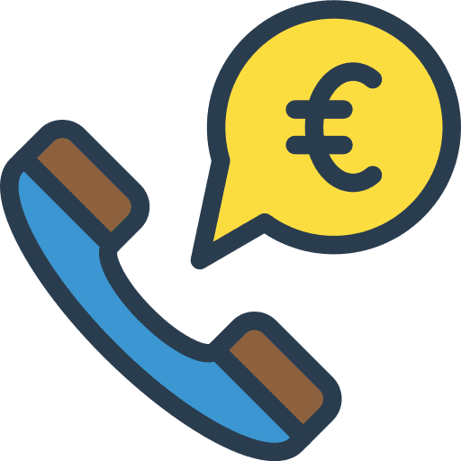 Phone call euro symbol communications conversation icon