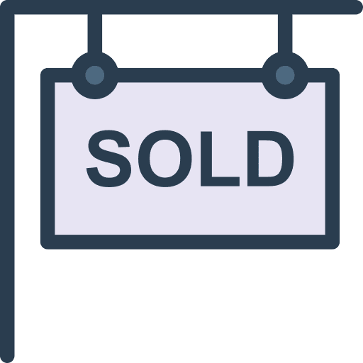Sold real estate sign signaling icon