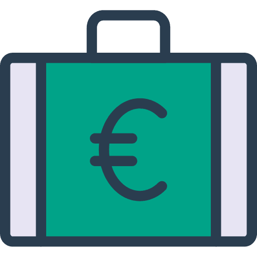 Briefcase business office material money icon