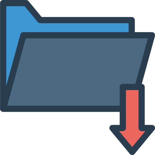 Folder data storage down arrow check mark icon