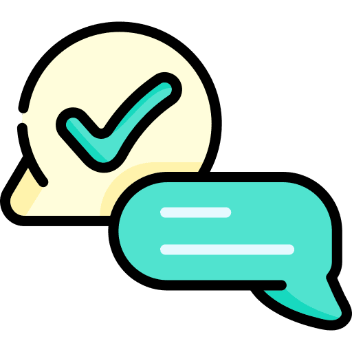 Speech bubble conversation checkmark chat bubble icon