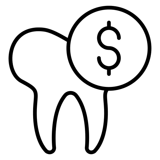 Expense dentist tooth coin icon