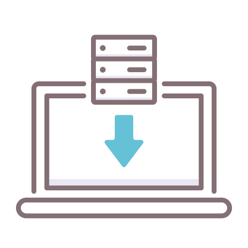 Insertion database laptop data icon