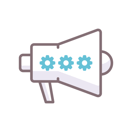 Advertising cogwheel megaphone gear icon