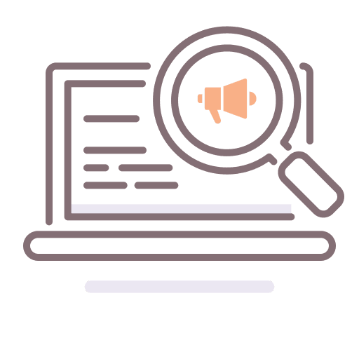 Digital agency computer loupe laptop icon