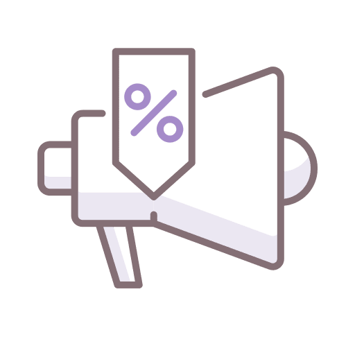 Megaphone marketing discount down arrow icon