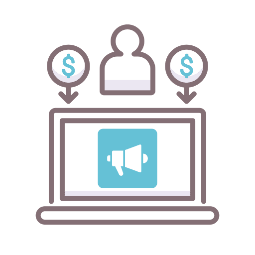 Ad laptop money megaphone icon