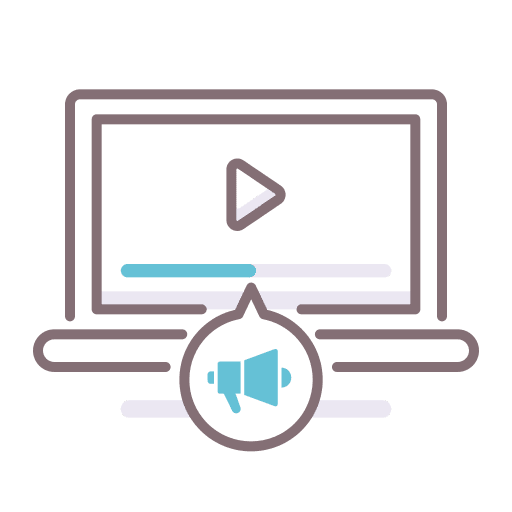 Advert play button speech bubble ad icon