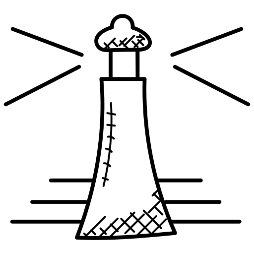 Lighthouse architecture and city ship guide icon