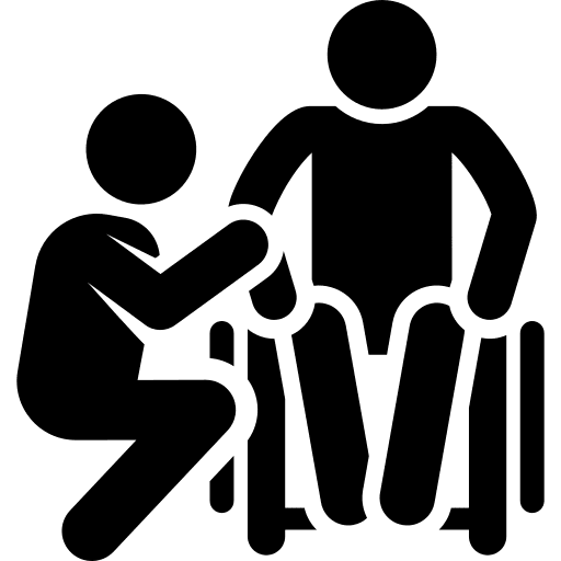 Caregiver man wheelchair accompany icon