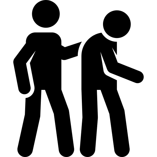 Man accompany old people sign icon