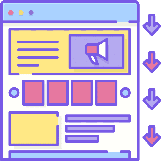 Landing page marketing seo and web landing pages icon