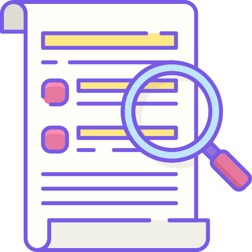 Case study professions and jobs magnifying glass seo and web icon