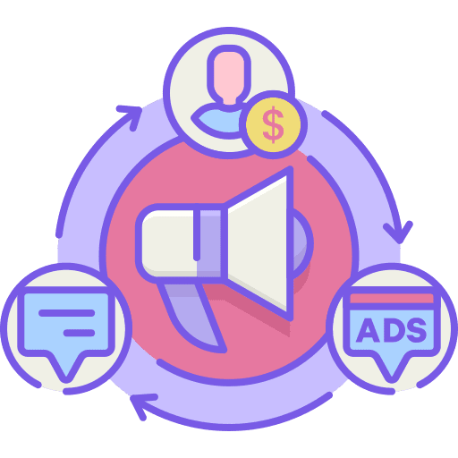 Promotional megaphone copywriting ads campaign icon