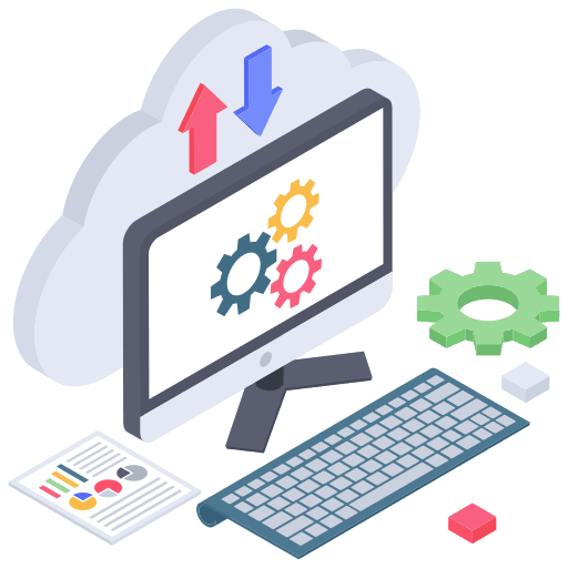 Data transfer networking monitor cloud computing icon