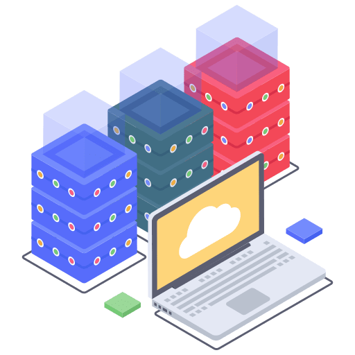 Cloud hosting multimedia server technology icon