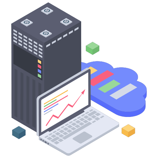 Data analytics server data analytics networking icon