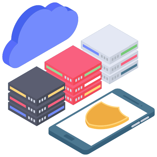 Security system data storage interface shield icon
