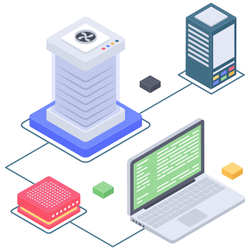 Networking laptop data sharing hosting icon