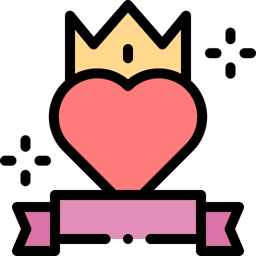 Mothers day ribbon heart crown icon