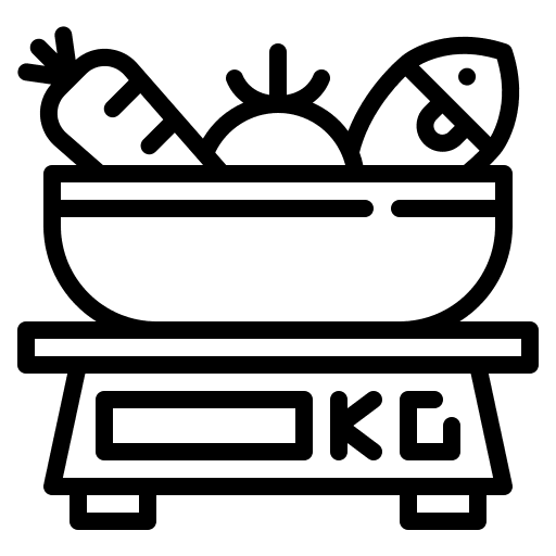 Grocery scale weights food diet icon