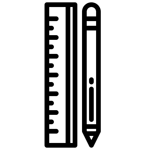 Ruler and pencil pencil school material education icon