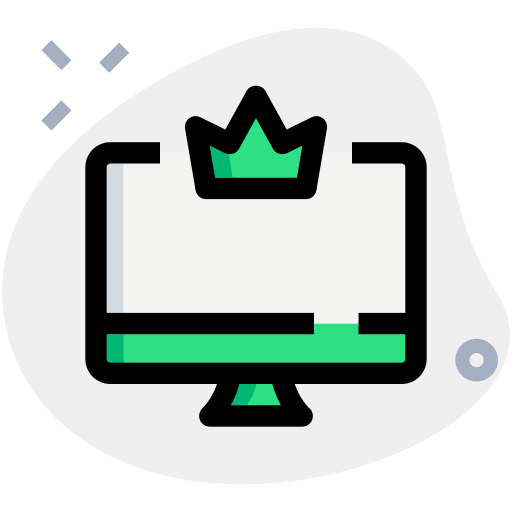 Desktop computer award trophy crown icon